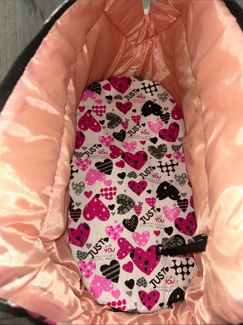 Pink Heart Print Canvas Pet Carrier Sling Bag